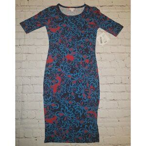 Nwt Lularoe Julia Pencil Dress Women's Size XXS Multi-Color Floral Print